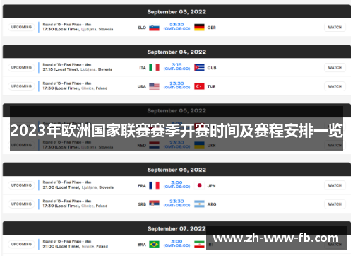 2023年欧洲国家联赛赛季开赛时间及赛程安排一览 2023年欧洲国家联赛赛季开赛时间及赛程安排一览