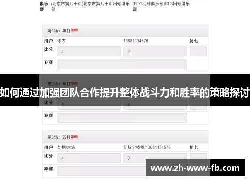 如何通过加强团队合作提升整体战斗力和胜率的策略探讨