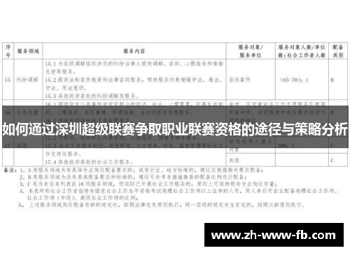 如何通过深圳超级联赛争取职业联赛资格的途径与策略分析 如何通过深圳超级联赛争取职业联赛资格的途径与策略分析